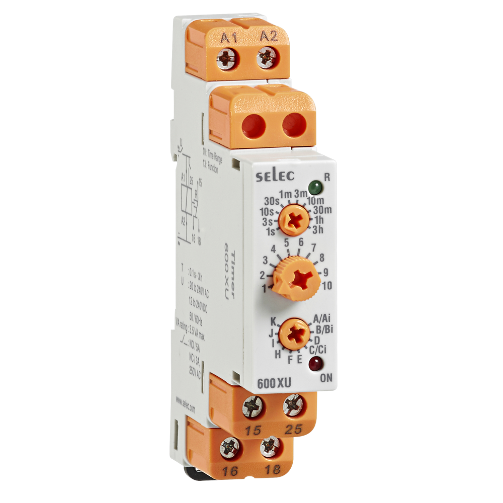 600XU Din Rail 17.5 mm Analogue Multi Function Timer Rayleigh Instruments