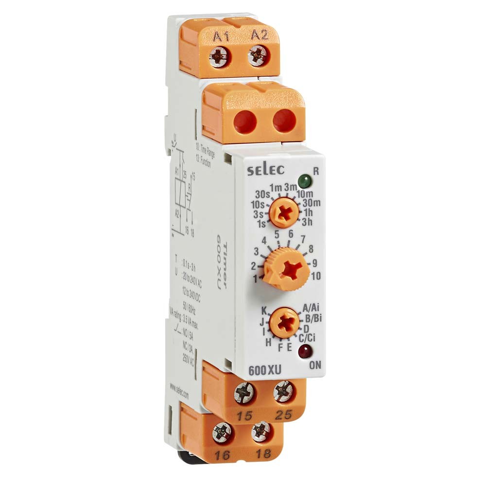 Selec 600XU DIN Rail 17.5 mm Analogue Multifunction Timer Rayleigh