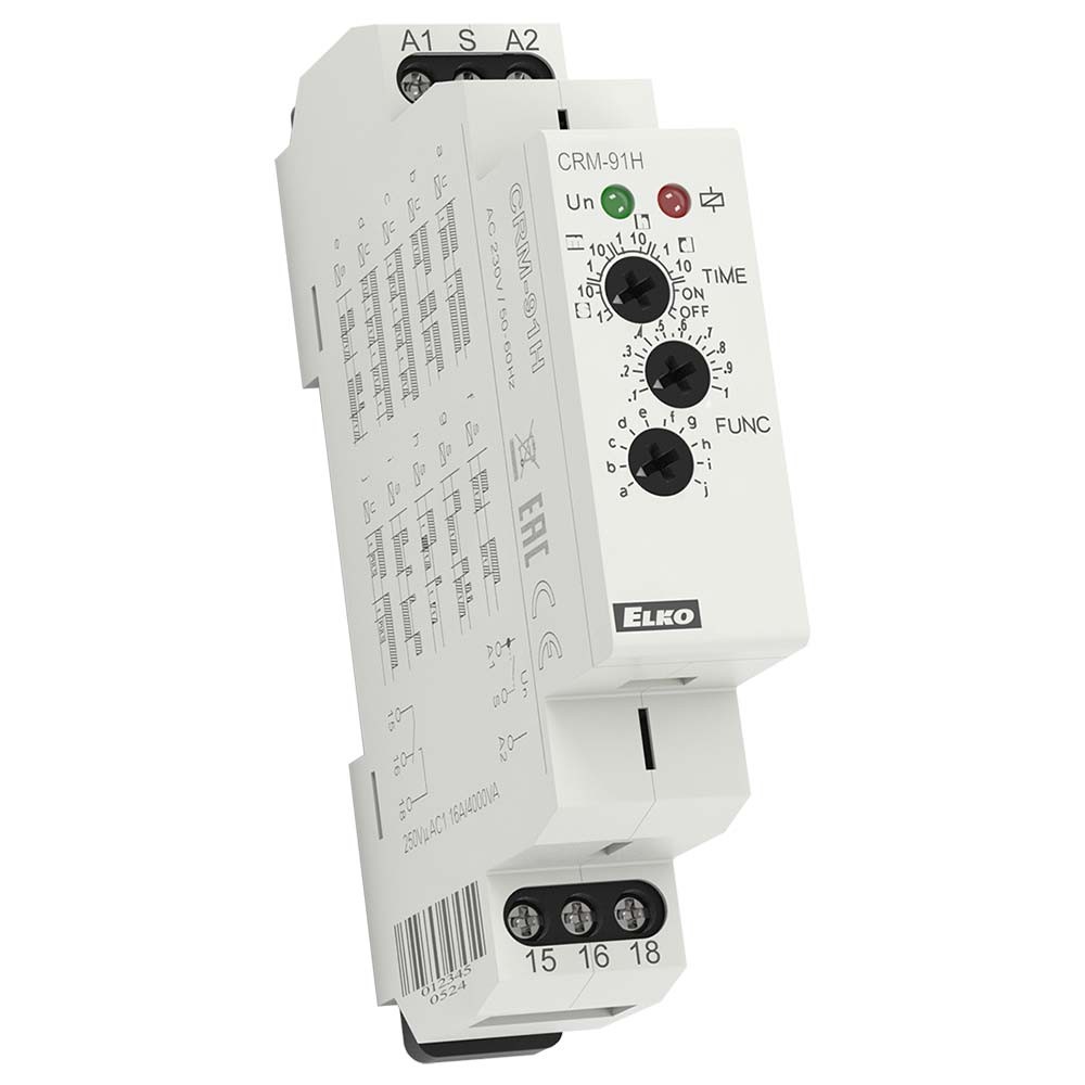 Produktbild von Multifunktions-Zeitrelais CRM-91HE/UNI – 10 Funktionen, 0,1s-10 Tage, Externes Potentiometer, AC/DC 12-240V