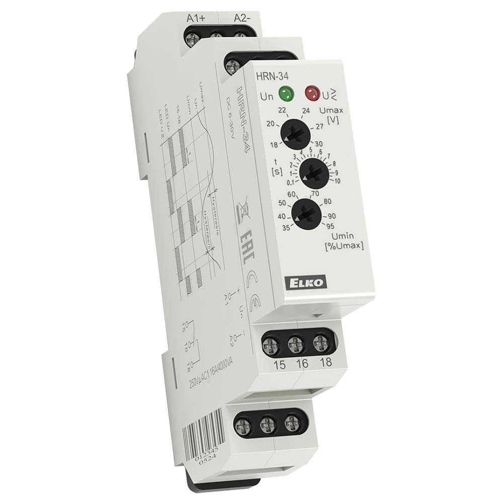 Elko HRN34 Single Phase Voltage Monitoring Relay DC 6…30V Rayleigh