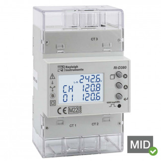 Rayleigh Instruments RI-D380 4 Input Load easywire Multifunction Meter - MID Certified