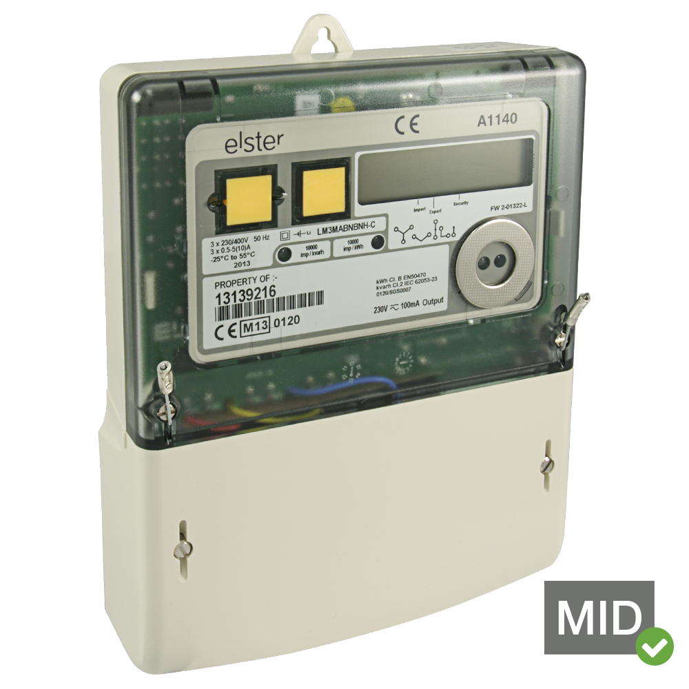Elster A1140 Mid Certified Three Phase Class 2 Programmable Polyphase Meter 
