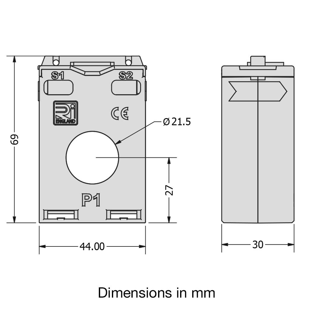 RI-CT-050-EW CT Dimensions