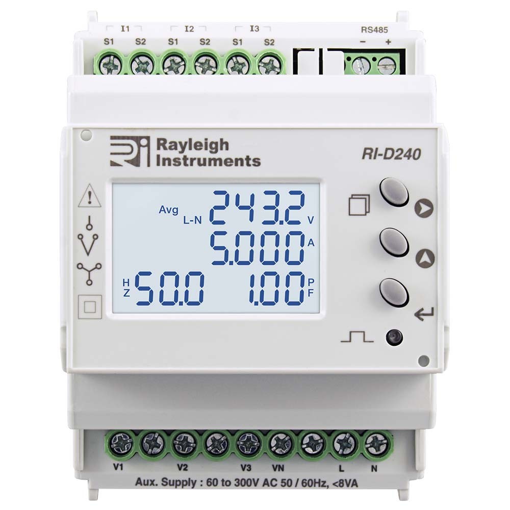 RI-D240 Multifunction DIN Rail Meter to Front