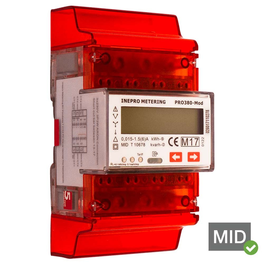Inepro PRO380-MOD-CT MID Certified Dual Tariff Single and Three Phase Network Multifunction Meter With Pulse Output and Modbus RTU/RS485 