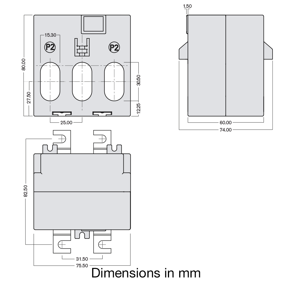 TAS240-EW 3-phase CT dimensions