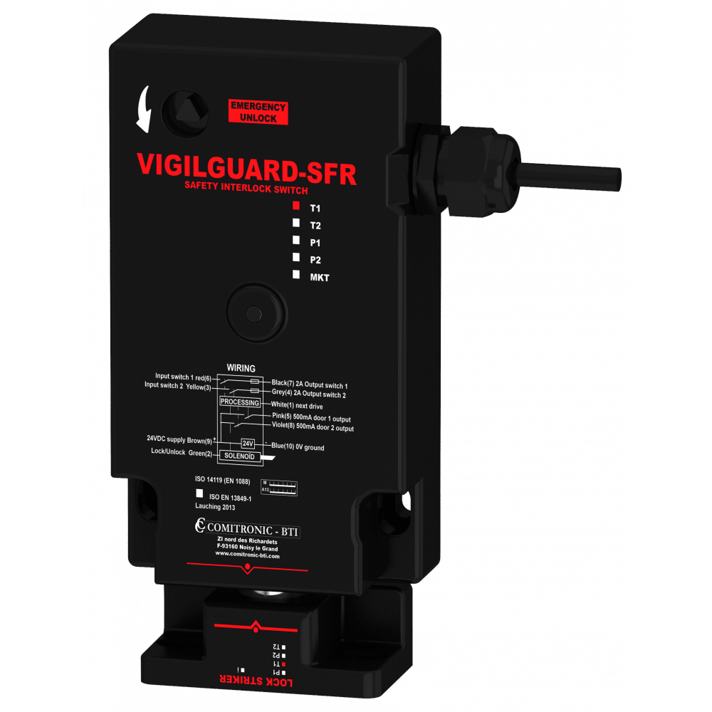 Comitronic-BTI VIGILGUARD-SFR Contactless safety interlocking with encoded striker for "casing / heavy door"