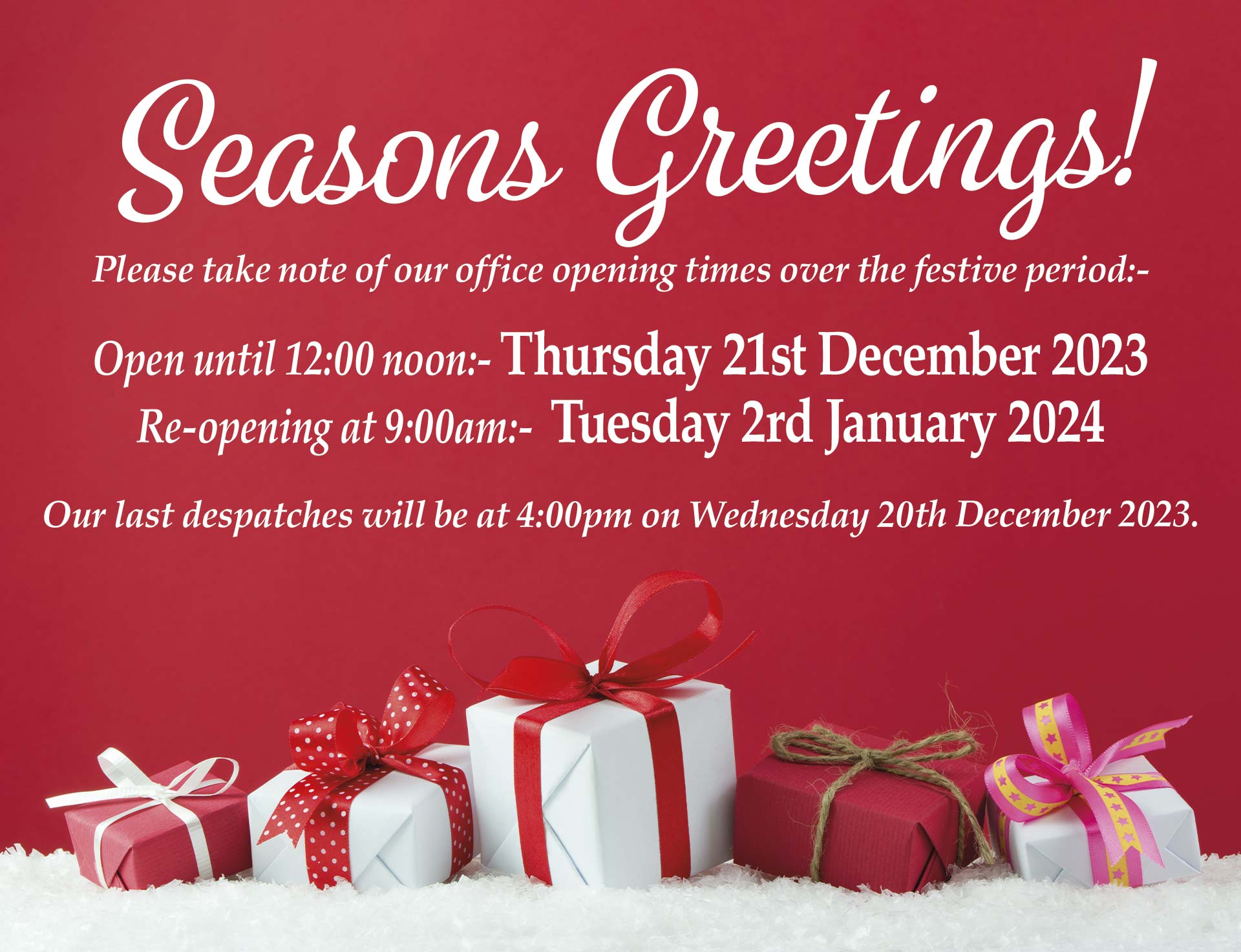 News Holiday Opening Times Rayleigh Instruments