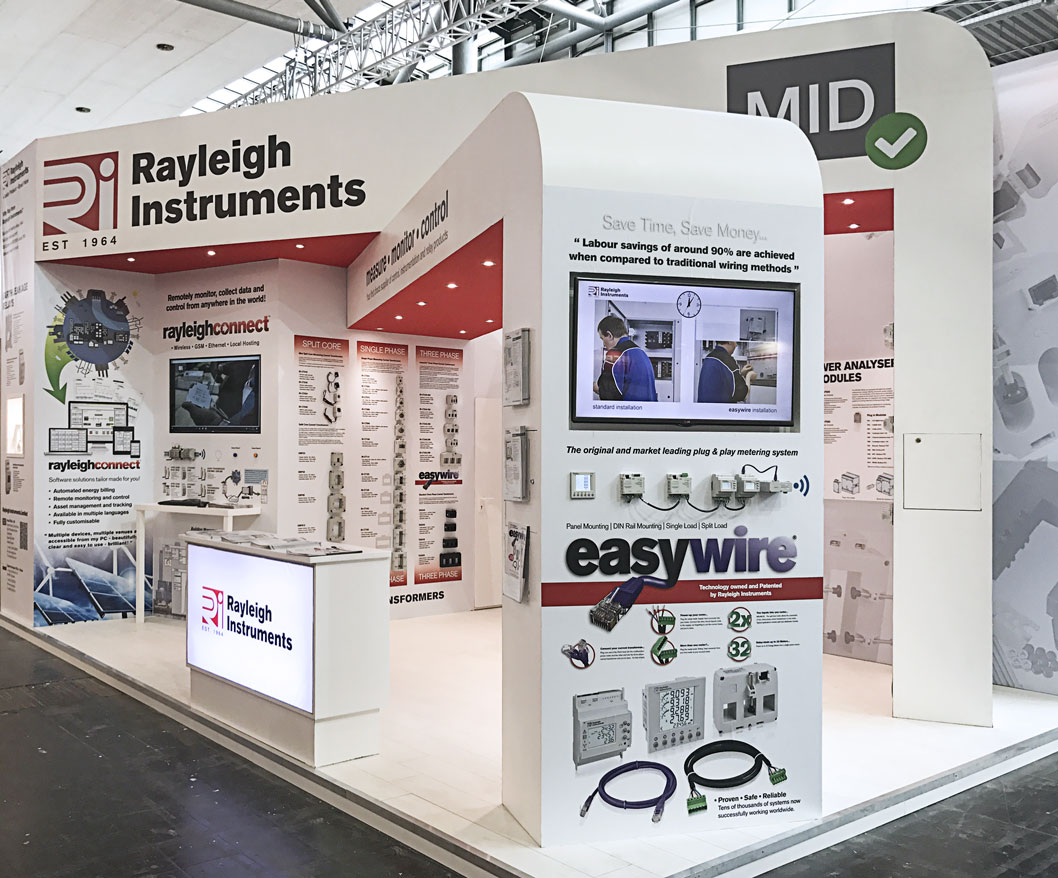 Rayleigh Instruments Hannover Messe Exhibition Stand showcasing new MID Meters and Current Transformers