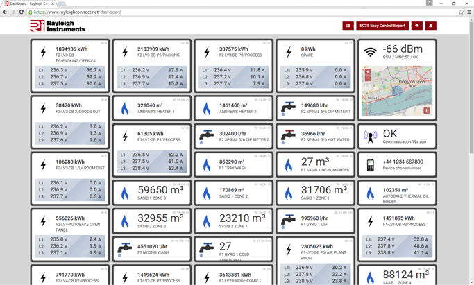 rayleighconnect energy monitoring screen shot